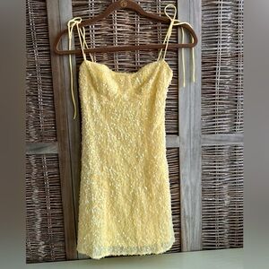 Beginning Boutique Yellow Sequin Mini Dress